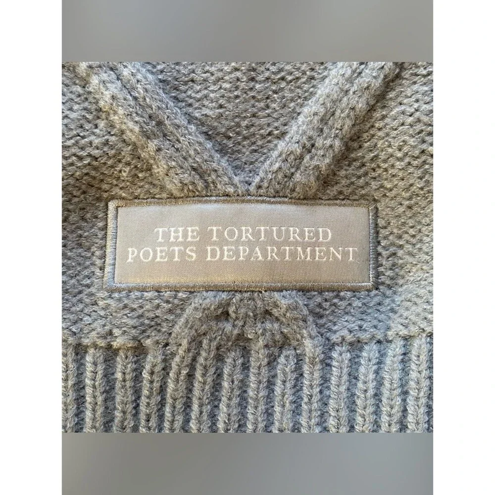 Taylor Swift The Tortured Poets Department Gray Cardigan Size Medium/ Large